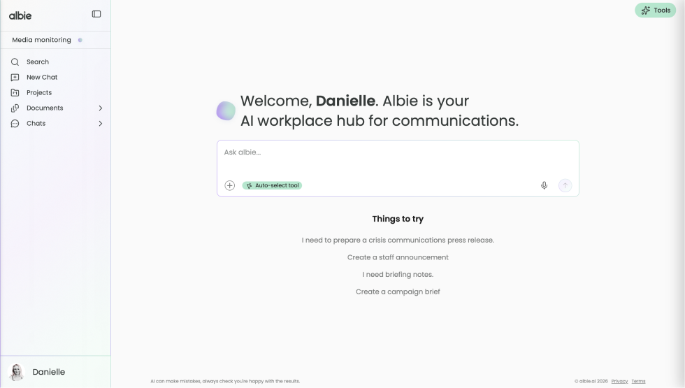 Albie platform interface